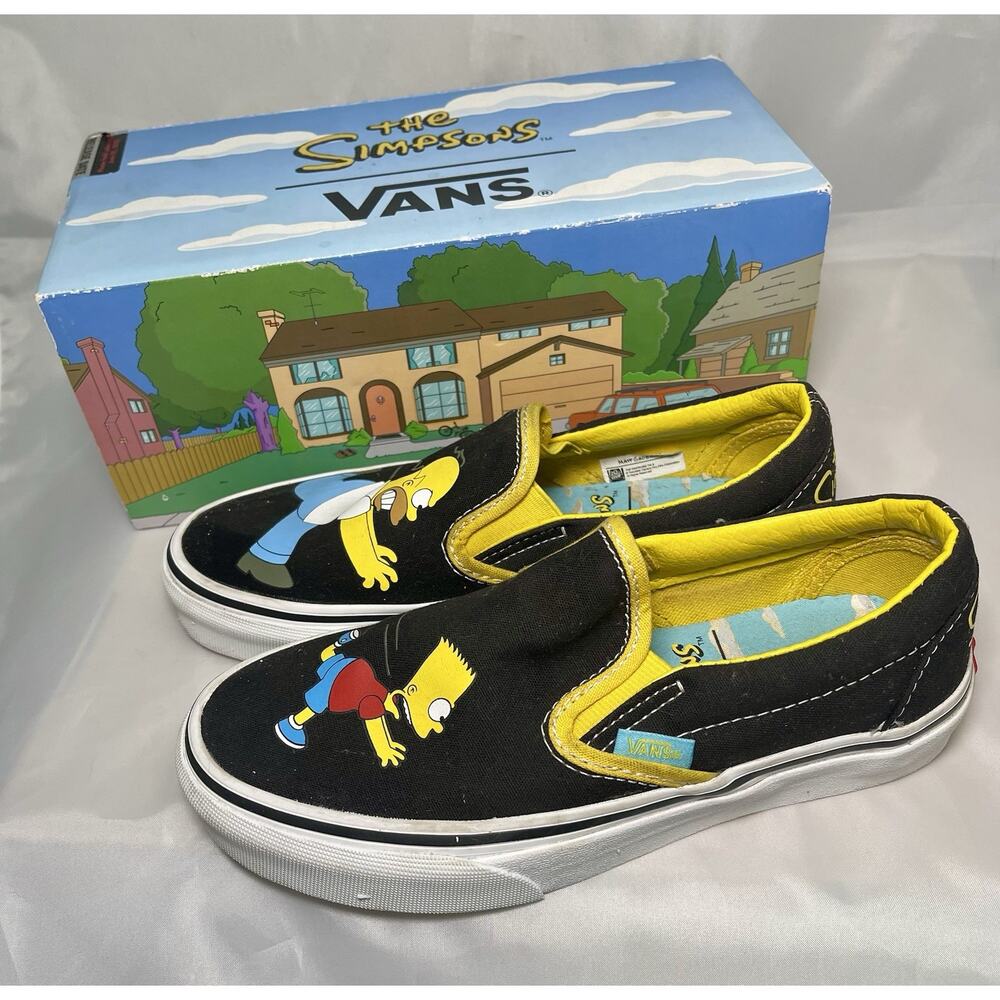 USED - Vans Classic Slip-On The Simpsons Homer/ Bart 3.5 Men/ 5 Women’s W/Box - Picture 2 of 8